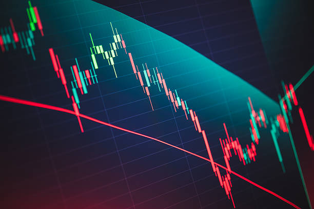 istock glowing technical analysis graph showing upward movement in trading market 2221100676