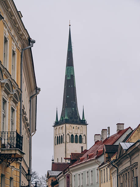 Tallinn, Estonia - December 1, 2024: Tallinn Old Town during bad autumn weather
