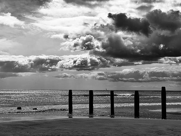 An abandoned jetty at Snettisham wildlife reserve.