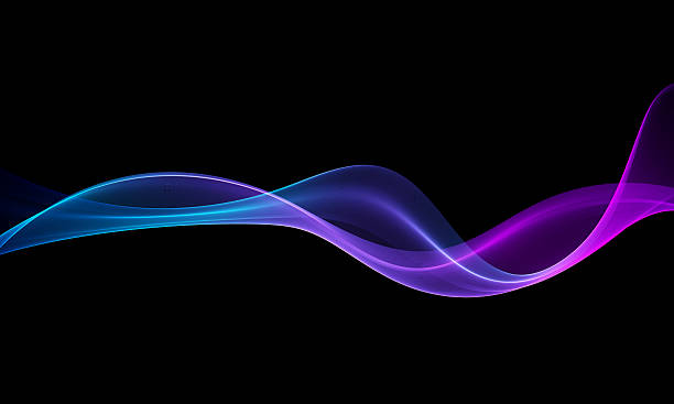 istock Abstract neon wave with blue and purple glow on black background 2221104970