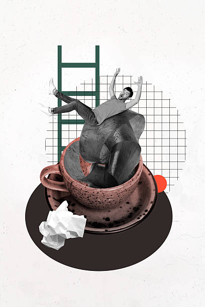 istock Sketch template design 3D collage composite of young man sit debris huge coffee cup world protection environment responsibility paper trash 2221115985