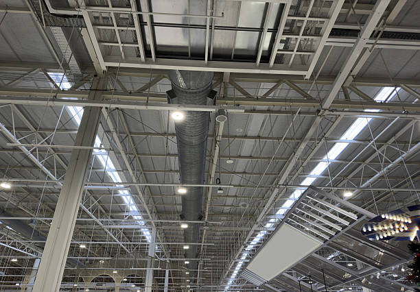 istock Industrial Ceiling with Metal Structures and Ventilation Ducts 2221120179