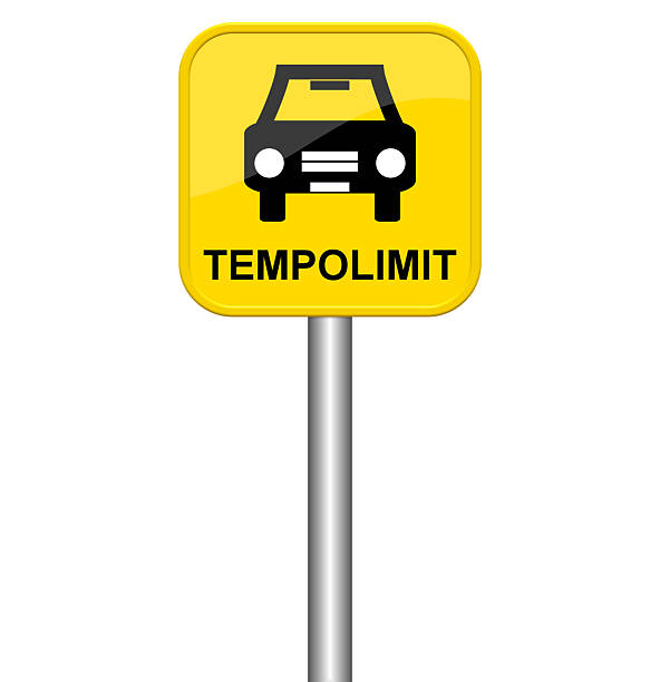 Yellow sign showing speed limit in german language
