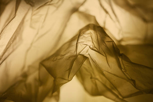 istock Extreme close up of yellow empty plastic bag background. 2221130156