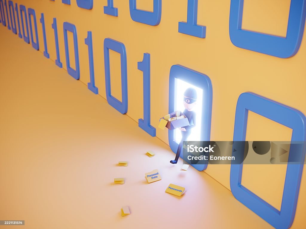 Programming Code Stealing Meme Cartoon Hacker Stealing Data Through Binary Code Portal Stock Photo ...