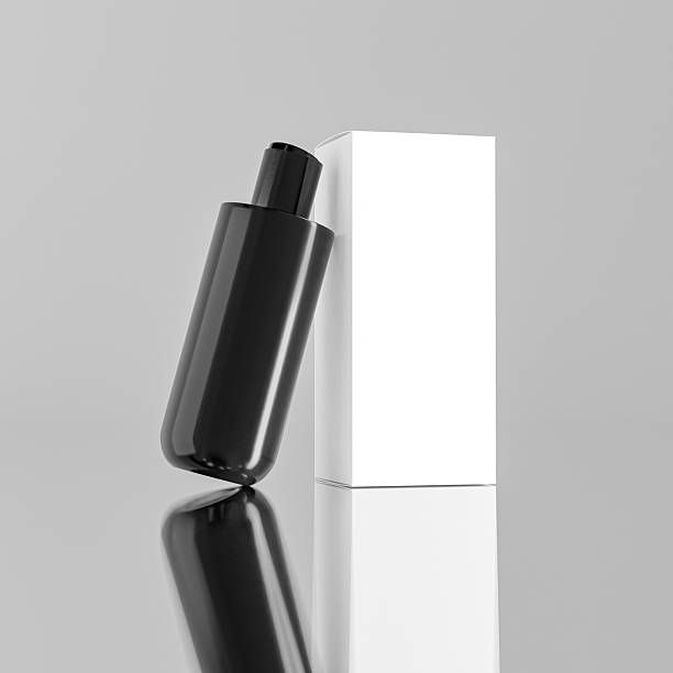istock black cosmetic plastic bottle with disk top flip cap mockup, flat shoulder packaging with flat disk cap, cylinder shape squeeze bottle, elegant black cylindrical bottle, trendy skincare container 2221134827