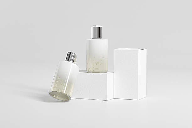istock luxury cosmetic plastic bottle with disk top flip cap mockup, metallic flat disk cap shampoo packaging, round skincare container, small cylindrical shape squeeze bottle, short cylinder shape bottle 2221135150