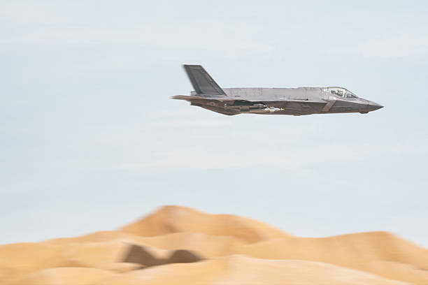 Yuma, Arizona, USA - March 18,2017. F-35 Lightning stealth jet fighter flying at 2017 Yuma Air Show in Yuma, Arizona. The 2017 Yuma Air Show free to the general public featured military aircraft and the Patriots Jet Team performing and flying.