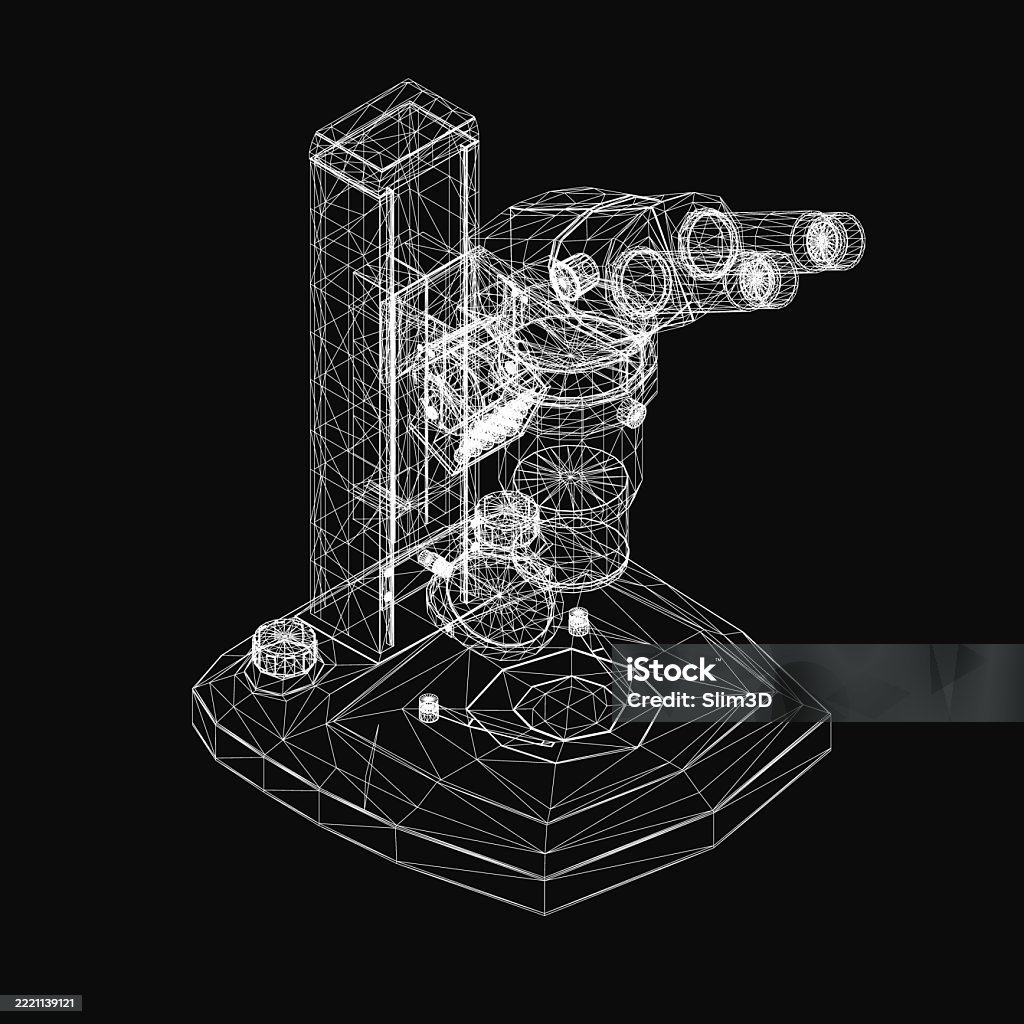 Microscope Geometric 3d Wireframe Microscope With Intricate Lines And Geometric Shapes ...