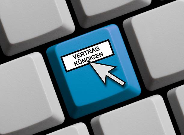 istock Cancel contract online in german language - 3d illustration 2221148298