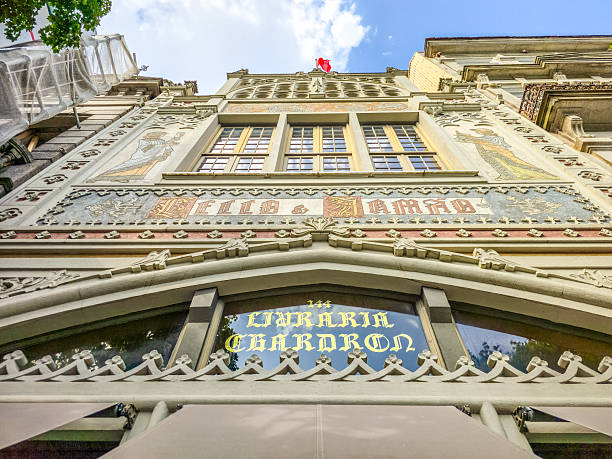 Porto, Portugal - 9 June, 2025: Front view of the Lello Bookshop. It is one of the oldest bookstores in Portugal and frequently rated among the top bookstores in the world.
