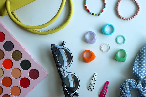istock Green Bag, Colorful Accessories and Make Up 2221165149