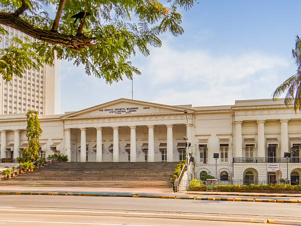 istock The Asiatic Society State Central Library Town Hall, front, entrance, steps, columns,on Sahid bhagat sinh road fort kalaghoda MUMBAI. INDIA 2221172979