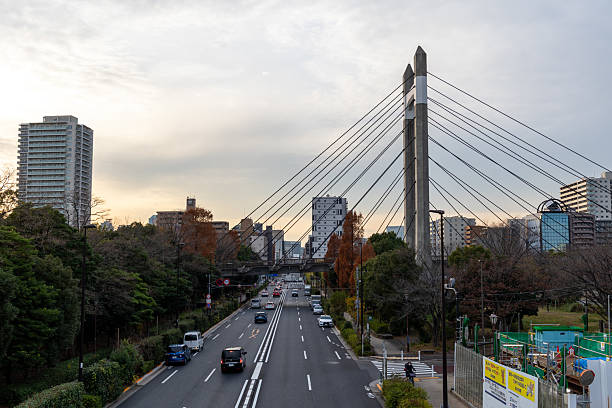 Tokyo, Japan - December 19, 2023 : Kiba Park Bridge in Koto Ward, Tokyo, Japan.
