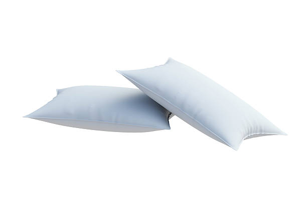 istock Two new pillows isolated on white background. Contemporary cushion. 3d render 2221182280