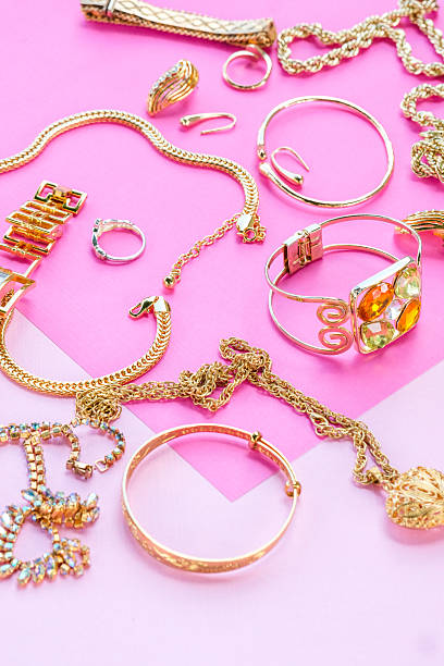 Costume Jewelry On Colored Paper