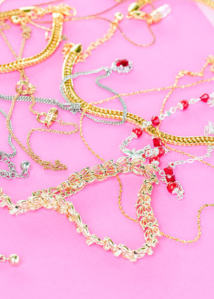 Costume Jewelry On Colored Paper