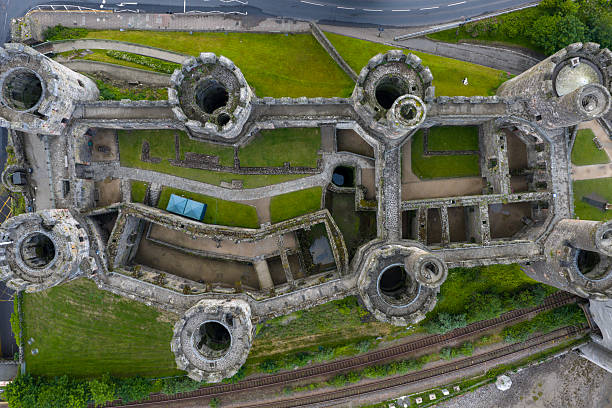 An aerial photograph of Conwy Castle from directly above. The photograph was produced in Conwy, North Wales, United Kingdom