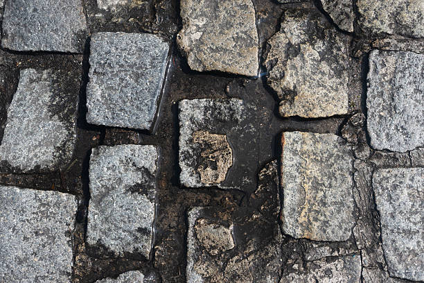 istock Texture of a street pavement with square and rectangular stones. Geometric pattern. Background. Abstract. Copy space. 2221200266