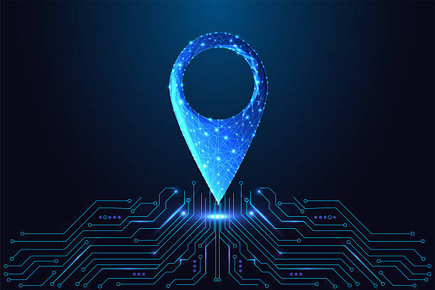 istock Digital map pin over circuit board, AI geolocation and GPS navigation futuristic tech concept 2221211210