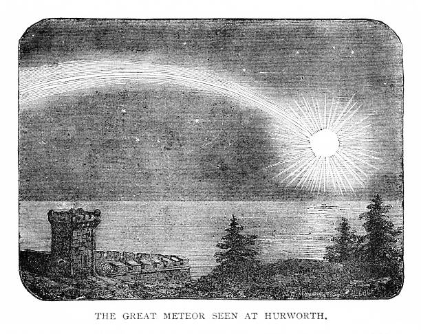 a meteor shower. Illustration published 1887. Original edition is from my own archives. Copyright has expired and is in Public Domain.