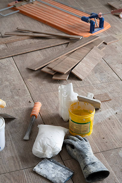 istock Set of tools desk background top view 2221224312