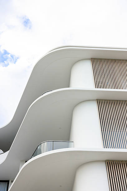 istock Closeup brand new modern apartment building, background with copy space 2221227751