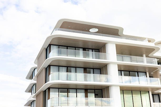 istock Brand new modern apartment building, background with copy space 2221230159