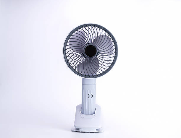 istock Electric fan powered by usb battery. Product design by modern technology. Isolated on white background. 2221232042