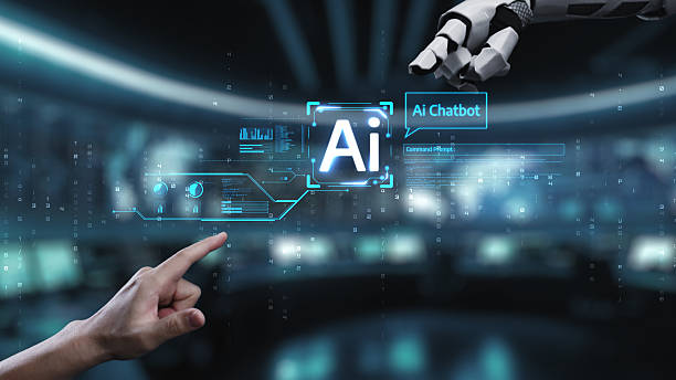istock Innovative AI Chatbot Interface with Robotic Hand and Human Interaction in Futuristic Digital Environment. Auvana 2221232147