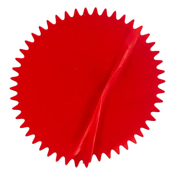 red common seal sticker label isolated on white background.
