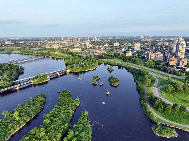istock Lush green islands scattered across a wide river 2221239389