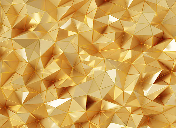 istock Luxury Abstract Realistic Gold Geometry Texture Reflection Close Up Background 3D rendering 2221266328