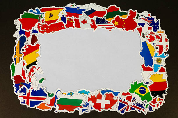 istock Rectangular Frame Made of Country Flag Shapes. International Border Concept. 2221267782