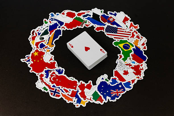istock Ace of Hearts Playing Card Surrounded by World Map Flags 2221267958