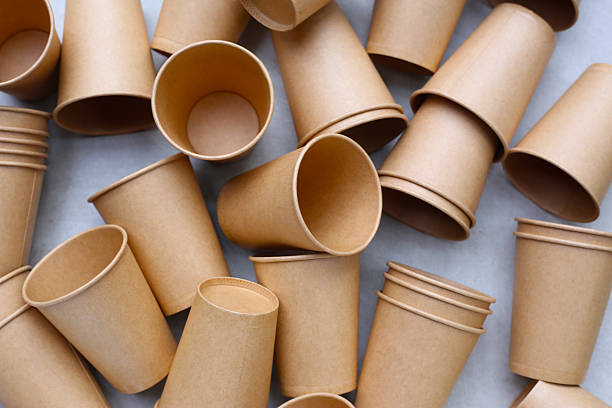 istock Brown paper cups, disposable glass 2221277252
