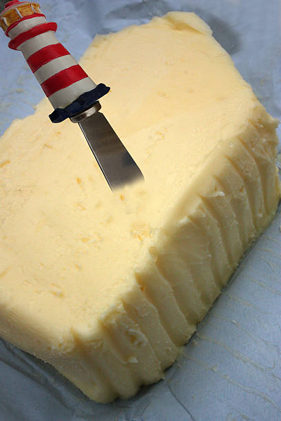 Churned butter with butter knife Breakfast buffet
