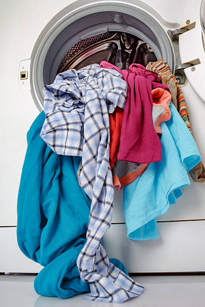istock Washing machine with clean linen... 2221284665