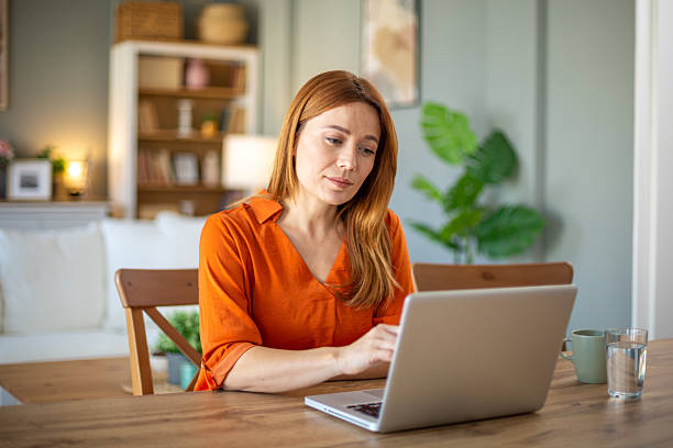 istock Woman working from home using laptop 2221287234