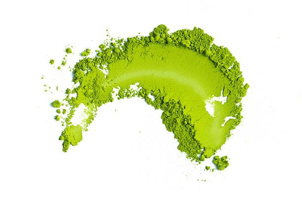 The powder of matcha isolate on white, high quality image