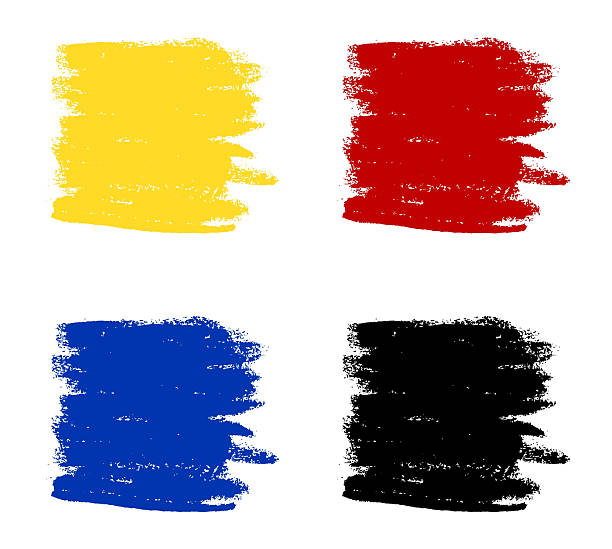 4 chalk drawing yellow, red, blue and black