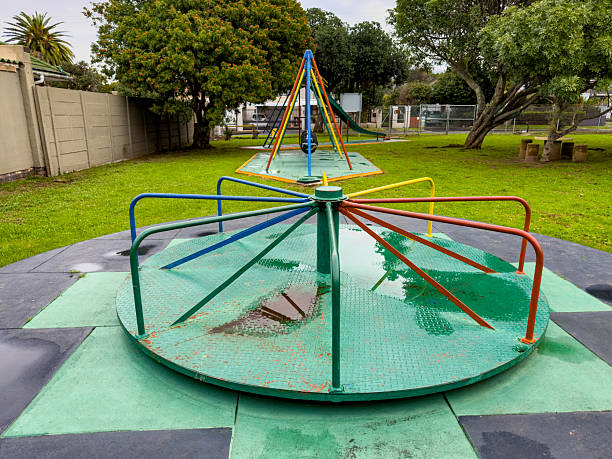 Public children's playground park on a cloudy day in Cape Town, South Africa