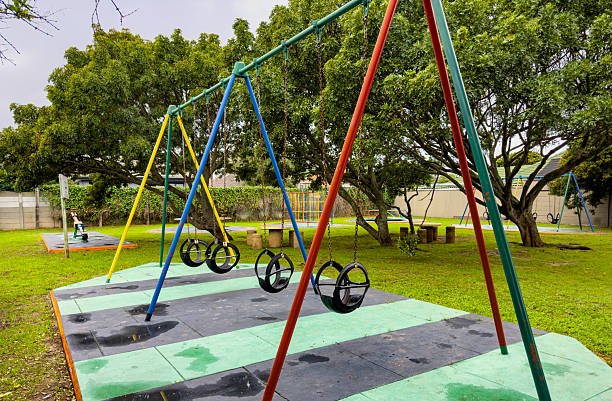 Public children's playground park on a cloudy day in Cape Town, South Africa