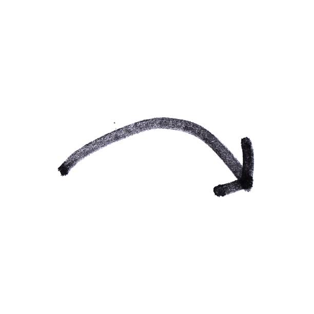 istock Hand painted arrow with curve showing down 2221296923