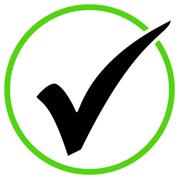 istock Check or Confirm - Black green circle with green tick 2221297195