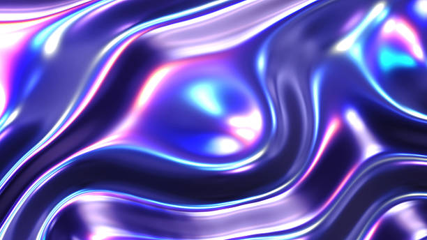 istock Liquid blue chrome waves background, shiny and lustrous metal pattern texture, silky 3D illustration. 2221299945