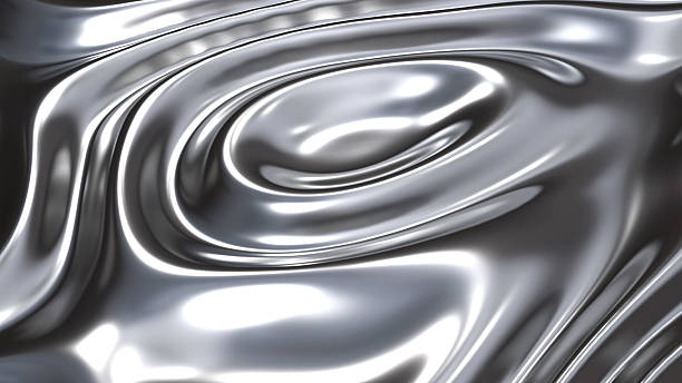 Silver splashing,ripples and waves.3D rendering