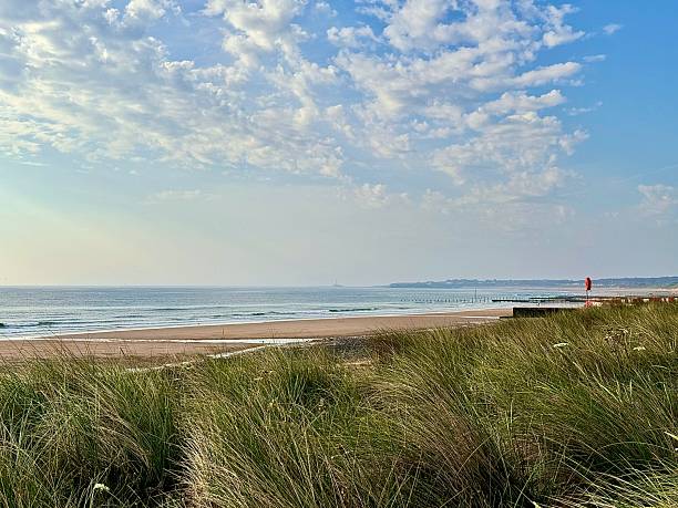 istock Cloudscape over a beach and marram grass at Blyth in Northumberland 2221302532