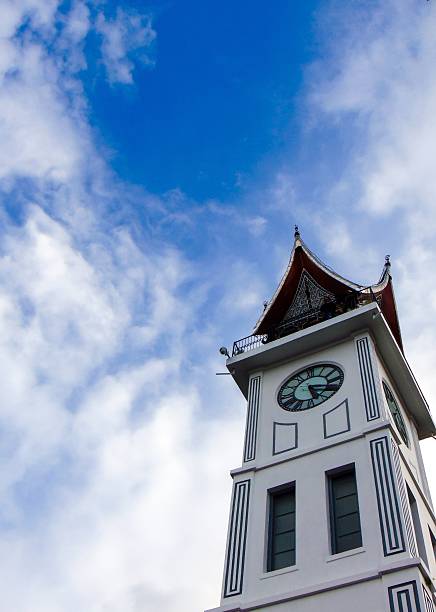 Bukittinggi, Indonesia - Jan 30, 2017: A view of big clock (Jam Gadang) that is located in West Sumatera, Indonesia.