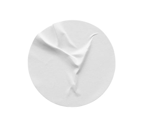 istock Blank white round paper sticker label isolated on white background 2221314805